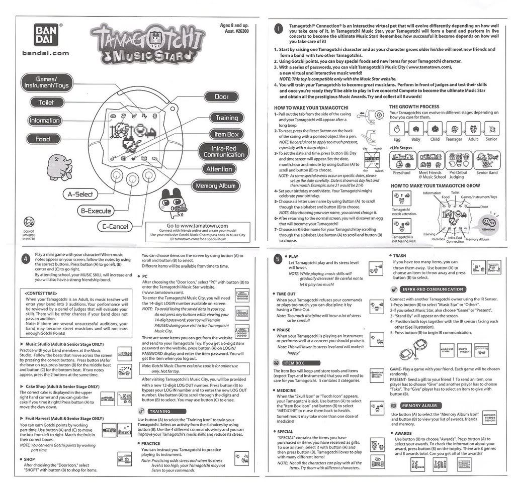 Tamagotchi Music Star instruction scans? Tama Zone