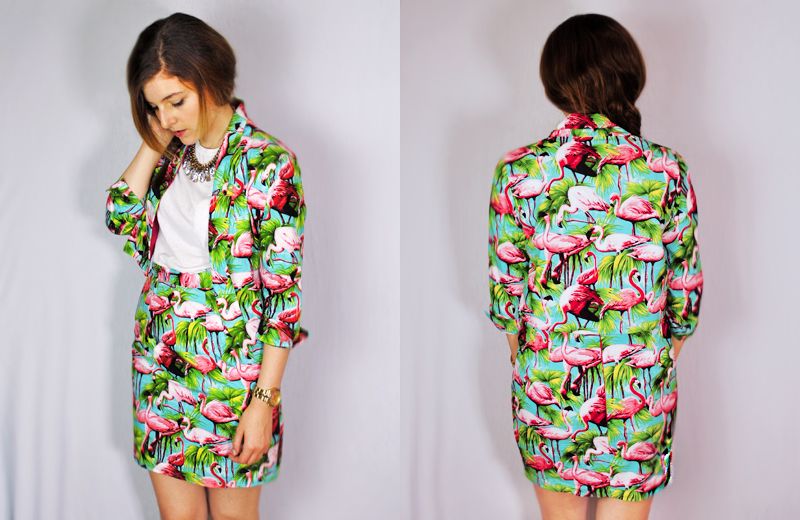 By Hand London flamingo Victoria blazer and Charlotte skirt