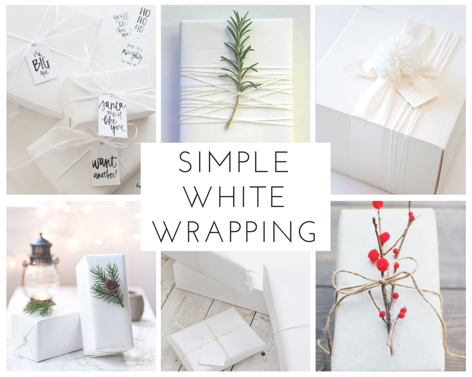 Chic simple white Christmas wrapping paper ideas and inspiration