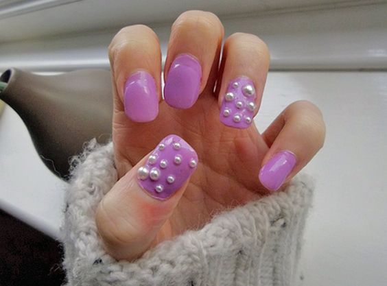 Purple pearls nail art