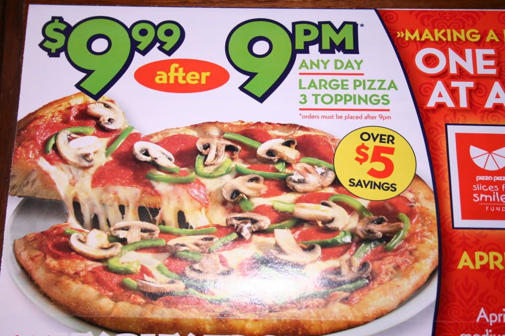 [Pizza Pizza] Pizza Pizza Specials 9.99 3 topping large after 9pm or