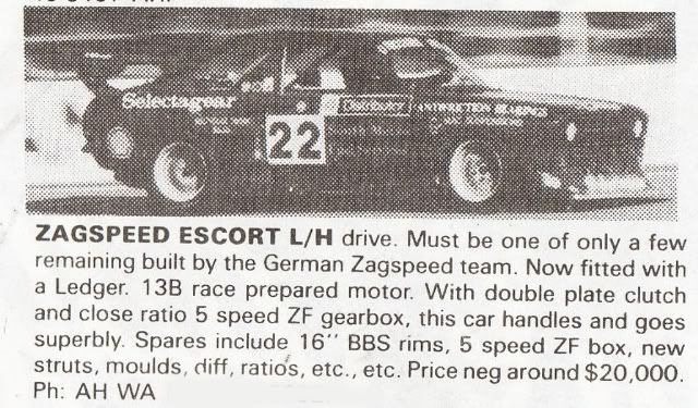  Zakspeed Escort but one of these mentioned Replica's built to Grp 2 