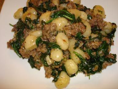 gnocchi with sausage and spinach