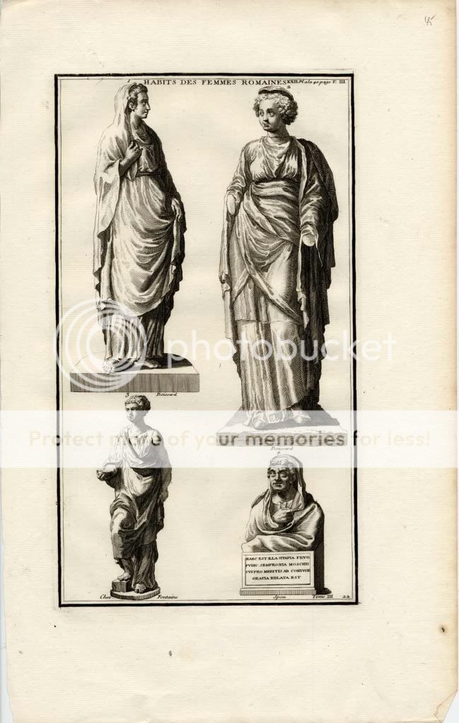 ANCIENT ROMAN COSTUME   STUNNING 18th CENTURY ENGRAVING  