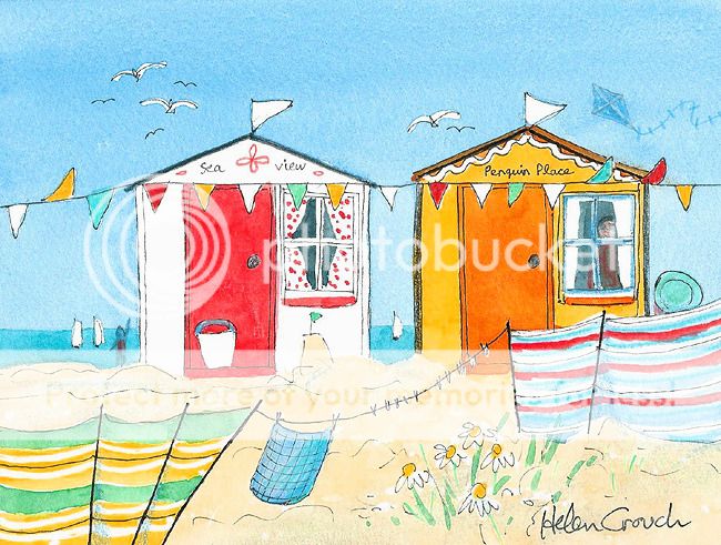 Beach Huts, Watercolour & Ink Original | eBay