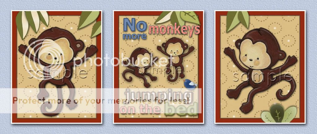 123 Jungle Monkeys jumping on bed/crib nursery/kids art  