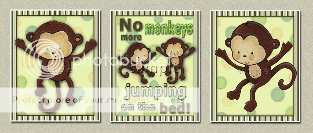 Pop Monkey jumping bed/crib. Mod Pod dots. Nursery Art  