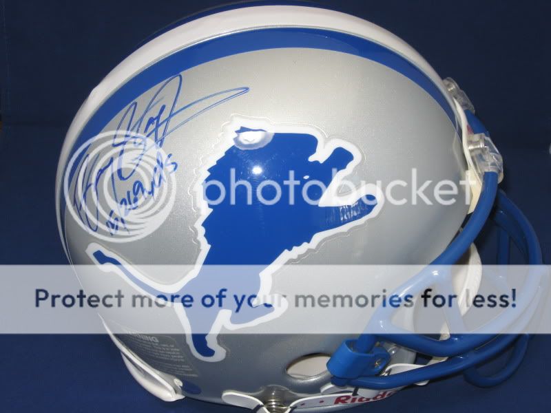 BARRY SANDERS AUTO LIONS PRO HELMET 15,269 YDS LE #1/20  