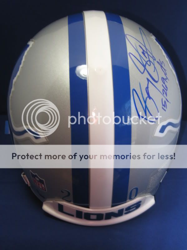 BARRY SANDERS AUTO LIONS PRO HELMET 15,269 YDS LE #1/20  