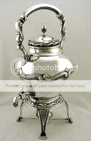 Portugese Coin Silver Sea Shell & Wave Tea Urn Teapot 95oz 