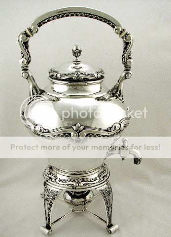 Portugese Coin Silver Sea Shell & Wave Tea Urn Teapot 95oz 