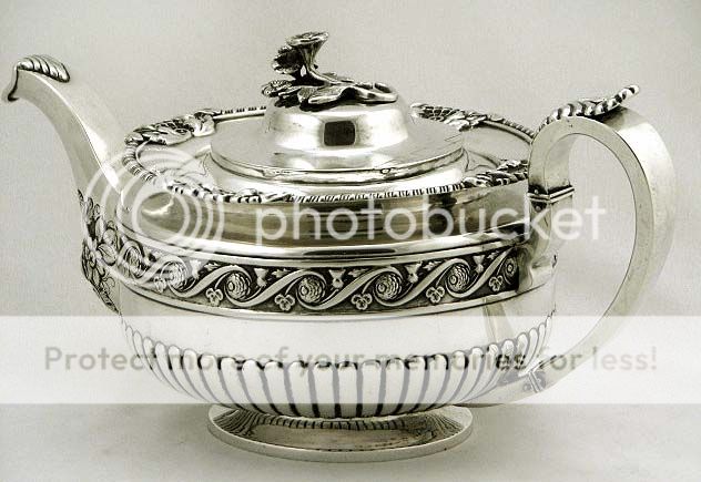   Silver Geo III Thistle Leaf Teapot James Fray Dublin 1820  