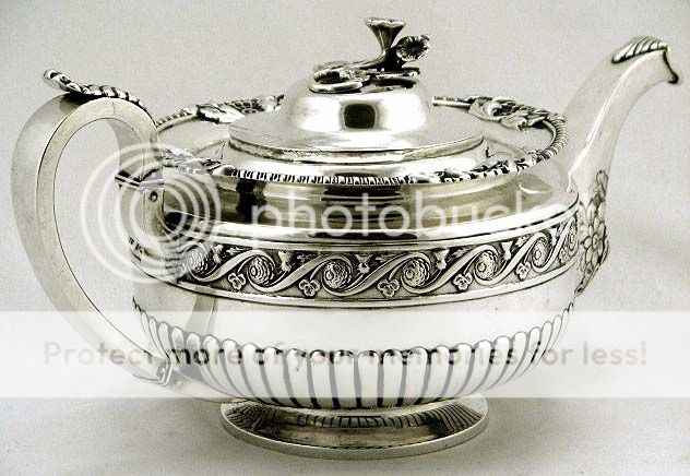   Silver Geo III Thistle Leaf Teapot James Fray Dublin 1820  