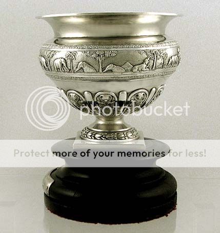 Indian Coin Silver Presentation Bowl Bombay Signed T.P.R. & Co.  