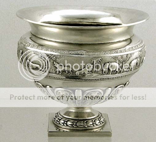 Indian Coin Silver Presentation Bowl Bombay Signed T.P.R. & Co.  