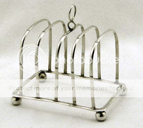 Chinese Export Silver Faux Bamboo Toast Rack c1890 Signed 