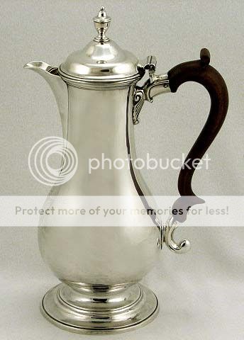  Sterling Silver Coffee Pot Benjamin Stephenson 1778 Coat Arms  