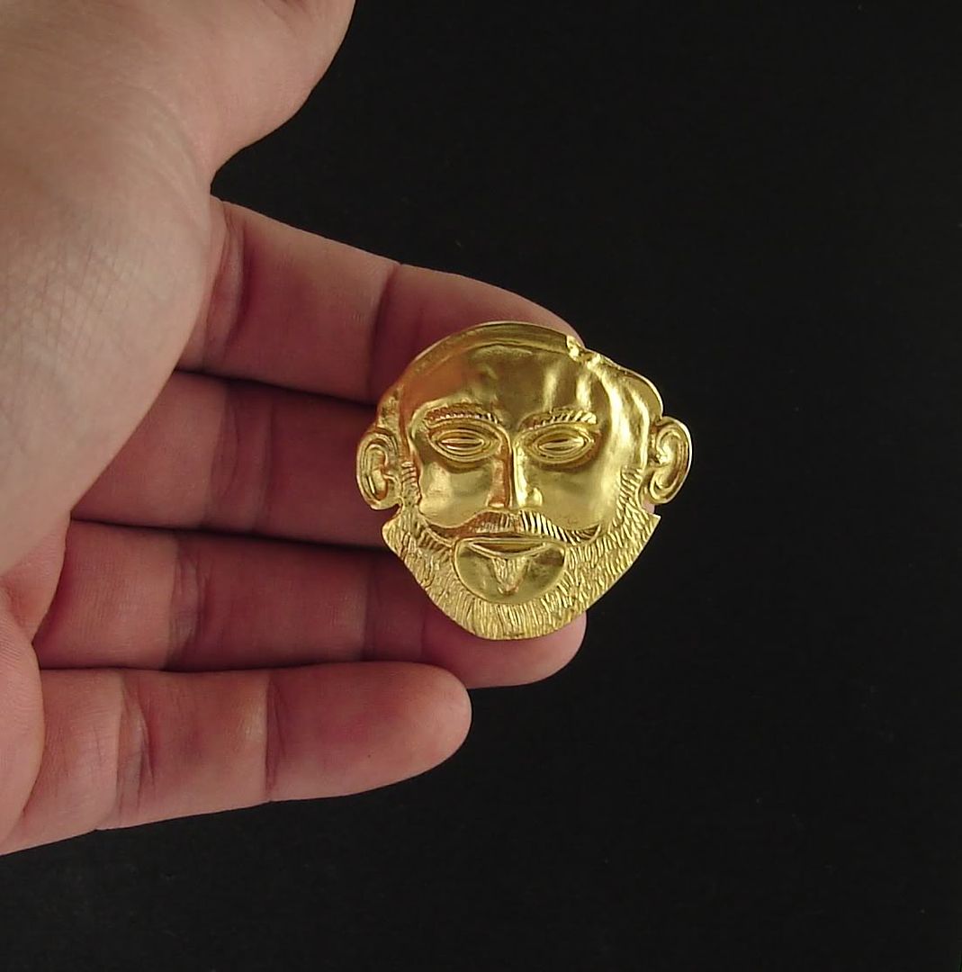 mask of agammemnon, Greek Jewellery brooch exclusively from Greek Jewelry shop .com