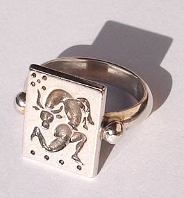 intaglio, seal, silver band ring, Minotaur, minoan civilization, ancient greek jewellery
