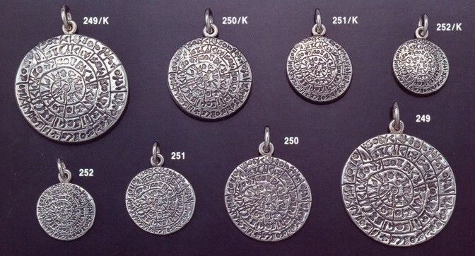 Phestos/phaestos discs, silver pendants