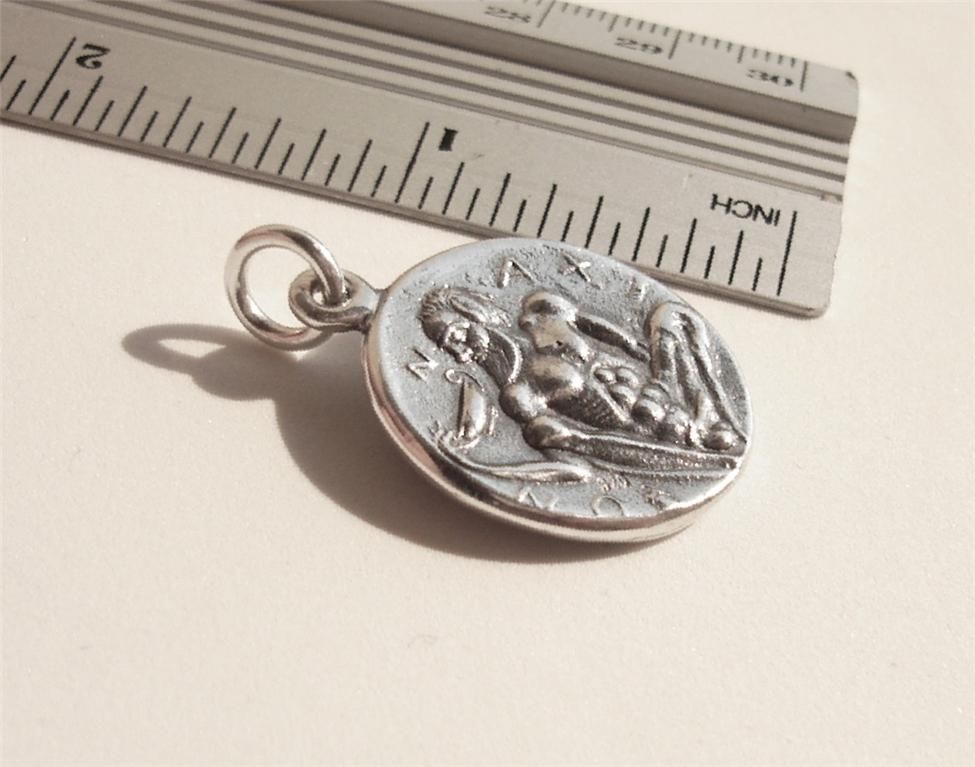 sterling silver coin pendant, Silenos, Satyros, Satyrus, ancient coinage, greekl jewels