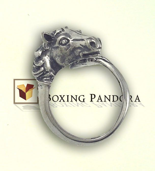 Horse figurine bracelet and ring sterling silver jewelry