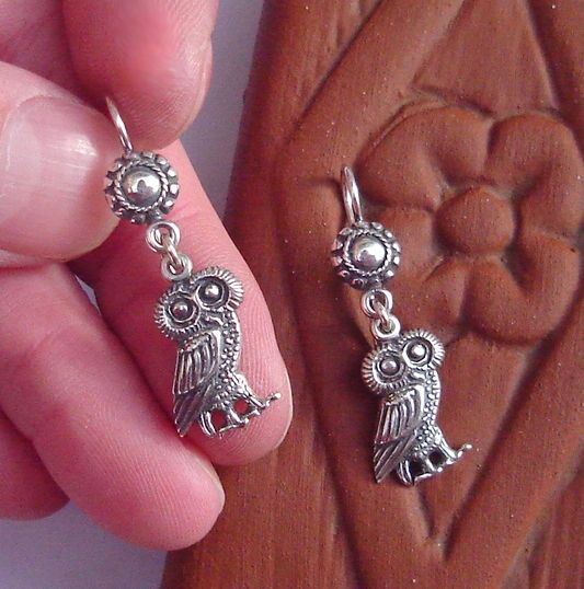 Ancient Greek earrings, Athena's wise owl
