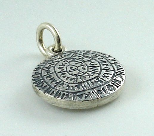 Festos, Phestos disc, ancient greek symbols, Linear A, sterling silver pendant, greek jewelry