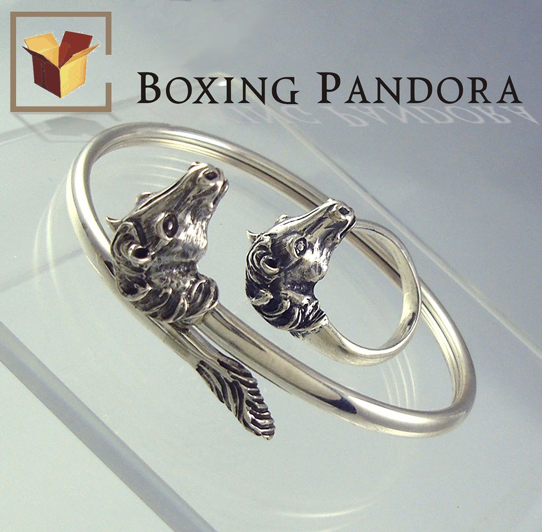 Horse figurine bracelet and ring sterling silver jewelry