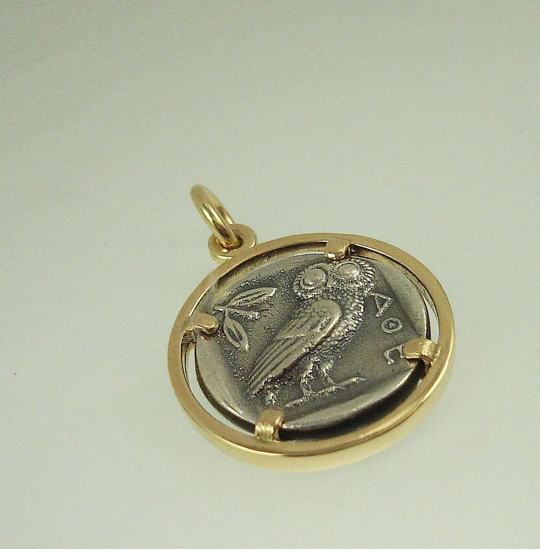 Owl jewelry, greek goddess jewelry 18 kt gold from Greece