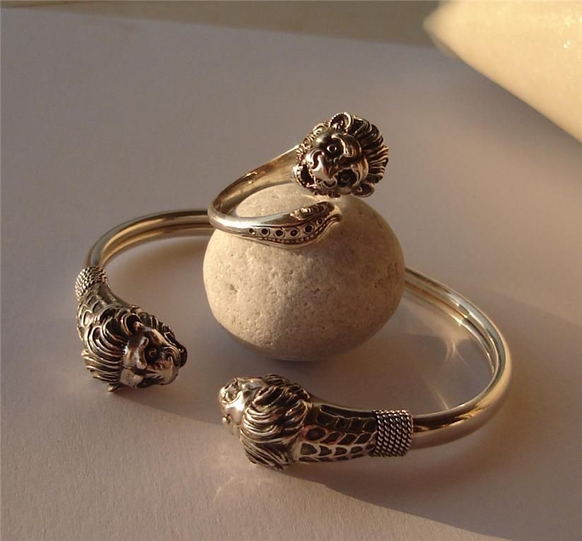 Silver Lion torc ring and bracelet