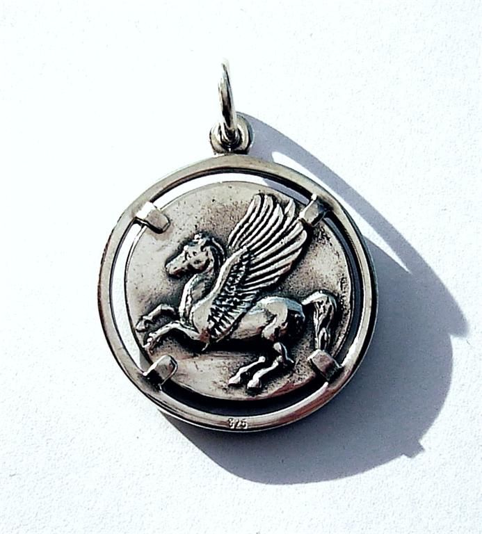 Athena and pegasus the mythical horse on the ancient greek corinth stater coin