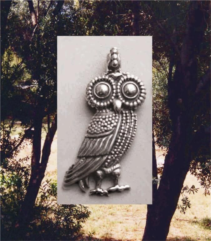Large Owl of wisdom pendant, Silver Owl grande sagesse pendentif, bijoux grec antique de la Grèce