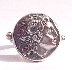 silver band ring, Alexander the Great, king Lysimachus, Lysimachos, greek jewellery, hand made, ancient coins