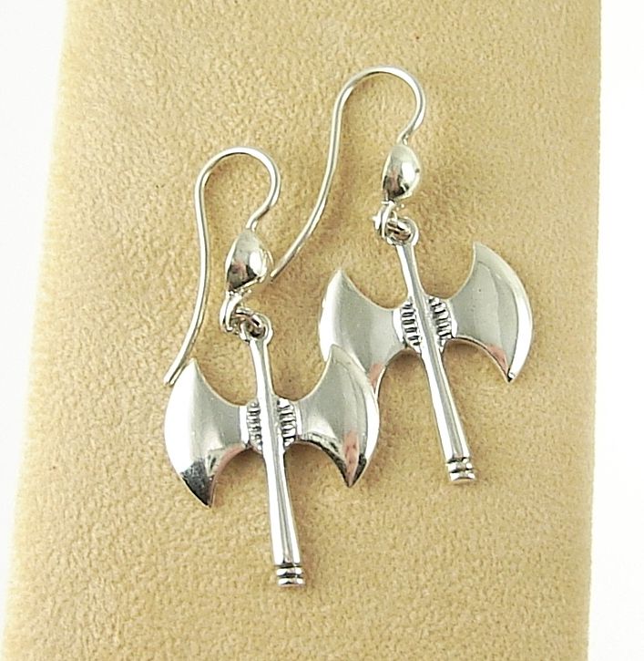 double headed Minoan Axe, sterling silver greek earrings, hand made, greek jewellery