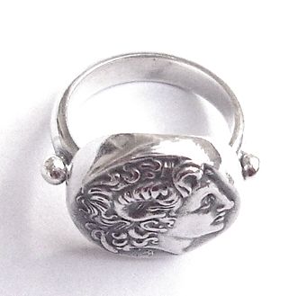 Alexander the Great , Lysimachus, king Lysimachos, sterling silver, band ring, greek jewels, ancient greek coins