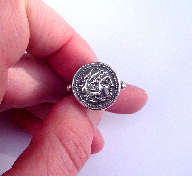 hurcules coin ring greek silver jewelry