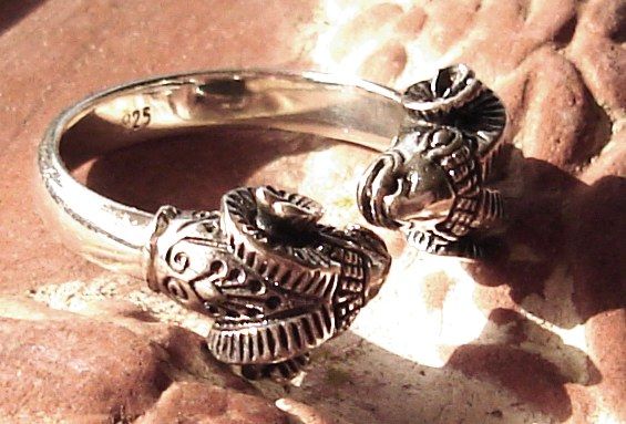 ancient greek ring, torc jewelry, ram head, hand made jewels , ancient Greece, sterling silver museum reproduction