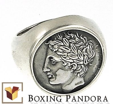 Gods of Olympus, god Apollo men's coin ring, Greek jewellery