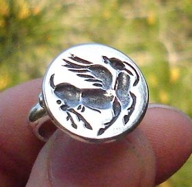 Pegasus signet intaglio ring, roman jewellery