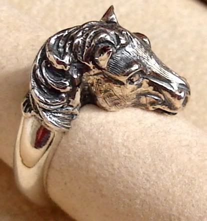horse ring sculpture carving ficurine, silver horse jewellery