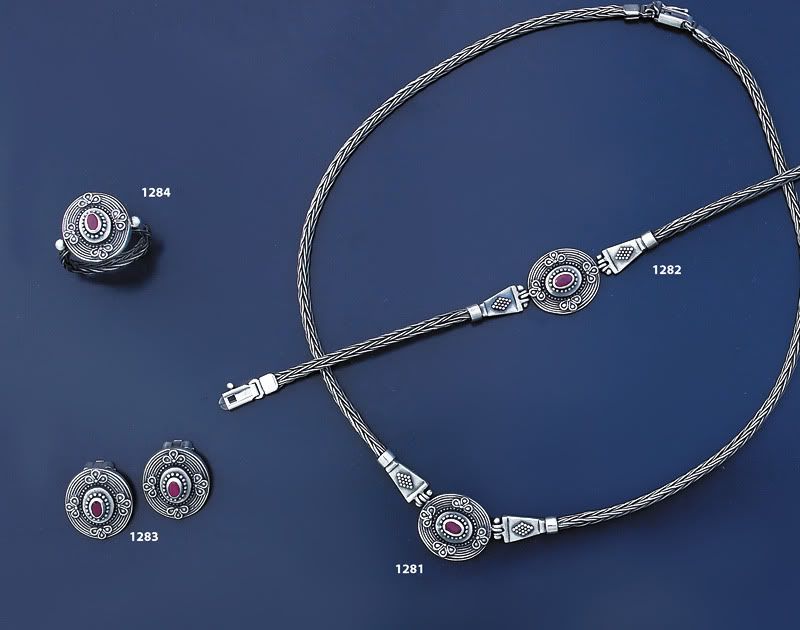 ancient greek jewels, hand braided silver jewels with ruby gemstones, necklace, bracelet, earirings, ring