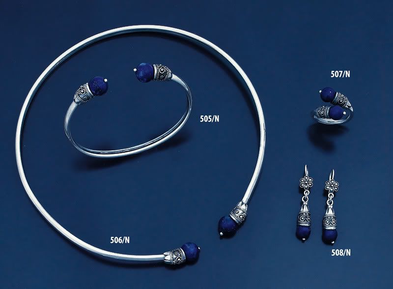 lapis lazuli, sterling silver hand made collar set, necklace, earrings , ring, bracelet , ancient greek jewellery